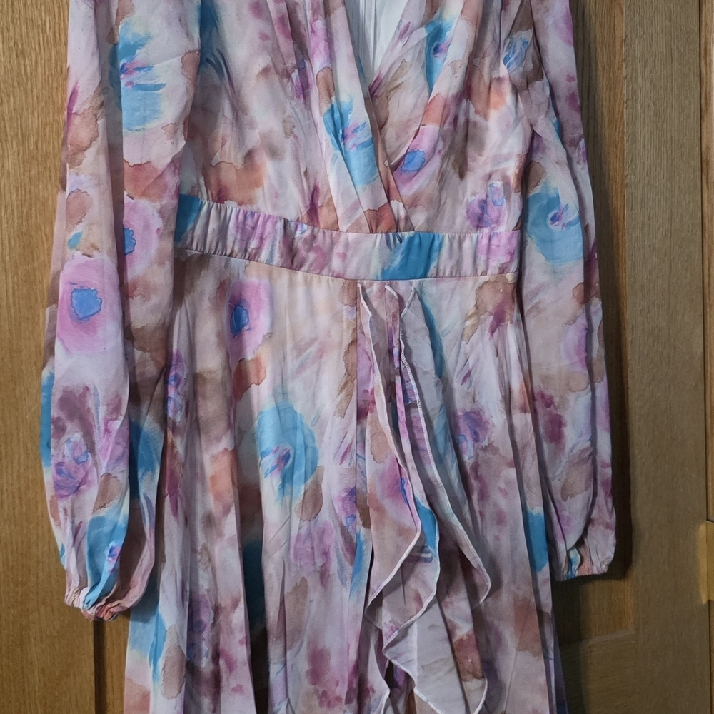 Chic Fariesty Floral Maxi Dress in Pastel Hues XL New Cottagecore - Picture 2 of 5